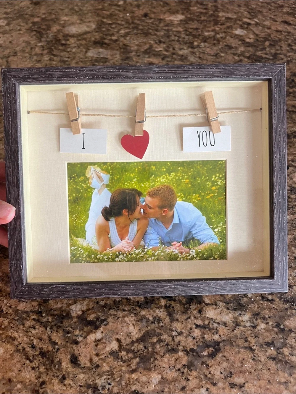 I ♥ You Clip Photo Frame - Brown and Cream